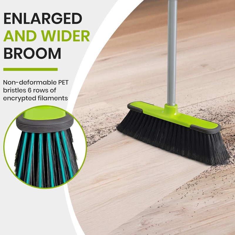 TrueYee Green Indoor Broom 54" Long Handle House Broom for Floor Cleaning Sweeping Broom for Kitchen, Garage, Lobby, Patio and Garden - Image 4